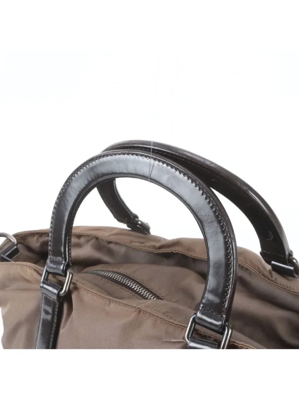 Prada Tessuto Nylon Triangle Logo Leather 2-Way Shoulder Bag Crossbody